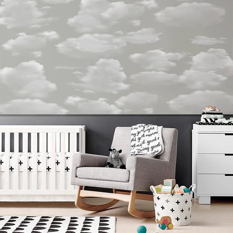 Transform Your Nursery with Ethereal Dreamy Blue Clouds Wallpaper