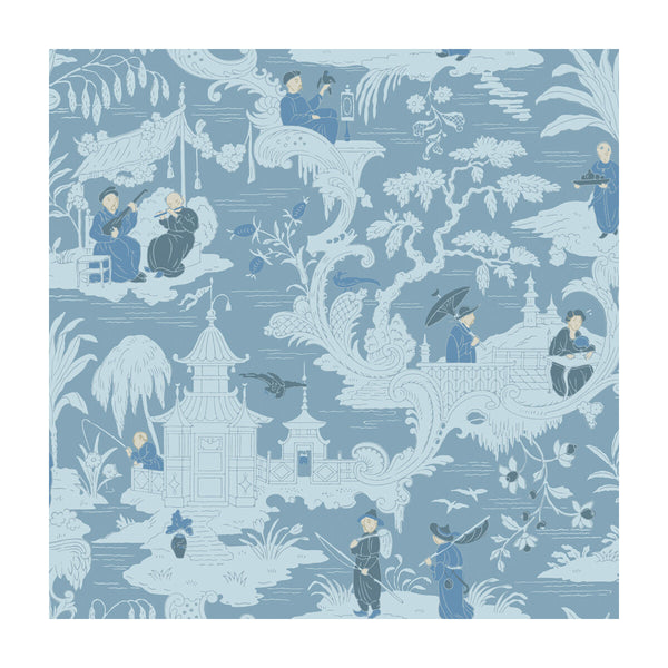 Samples and Purchasing available for Chinese Toile - Blue  By Cole & Son | Cole & Son Archive Anthology |Chinoiserie Global Wallcovering Print at Designer Wallcoverings and Fabrics