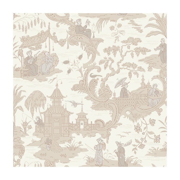 Samples and Purchasing available for Chinese Toile - Neutral  By Cole & Son | Cole & Son Archive Anthology |Chinoiserie Global Wallcovering Print at Designer Wallcoverings and Fabrics