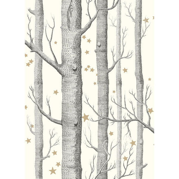 Samples and Purchasing available for Woods & Stars - Black/White  By Cole & Son | Cole & Son Whimsical | Novelty Wallcovering Print at Designer Wallcoverings and Fabrics