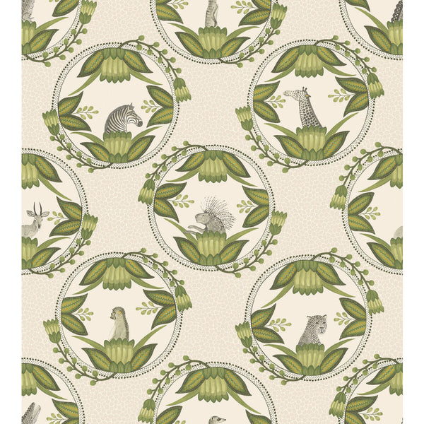 Samples and Purchasing available for Ardmore Cameos - Stone & Green Multi By Cole & Son | Cole & Son Ardmore |  Wallcovering Print at Designer Wallcoverings and Fabrics