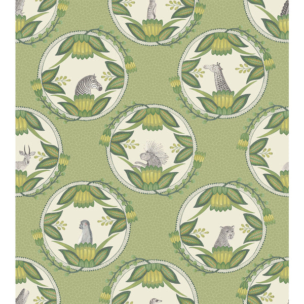 Samples and Purchasing available for Ardmore Cameos - Green Multi By Cole & Son | Cole & Son Ardmore |  Wallcovering Print at Designer Wallcoverings and Fabrics