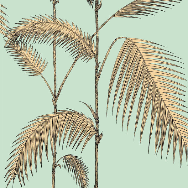 Samples and Purchasing available for Palm Leaves - Mint/Yellow Multi By Cole & Son | Cole & Son Icons |Botanical & Floral Tropical Wallcovering Print at Designer Wallcoverings and Fabrics