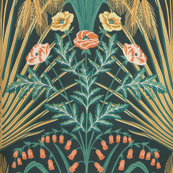 Samples and Purchasing available for Bluebell - Teal/Gold/Petrol Multi By Cole & Son | Cole & Son Botanical Botanica |  Wallcovering Print at Designer Wallcoverings and Fabrics