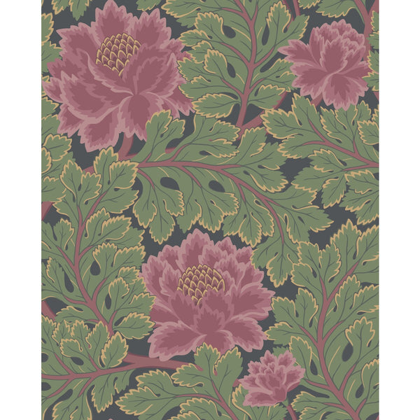 Samples and Purchasing available for Aurora - Rose/Forest/Char Multi By Cole & Son | Cole & Son Pearwood |Botanical & Floral  Wallcovering  at Designer Wallcoverings and Fabrics