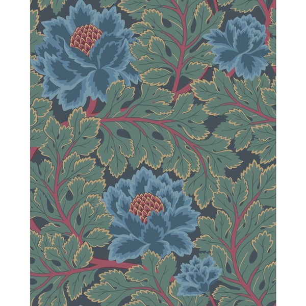 Samples and Purchasing available for Aurora - Petrol/Teal/Ink Multi By Cole & Son | Cole & Son Pearwood |Botanical & Floral  Wallcovering  at Designer Wallcoverings and Fabrics