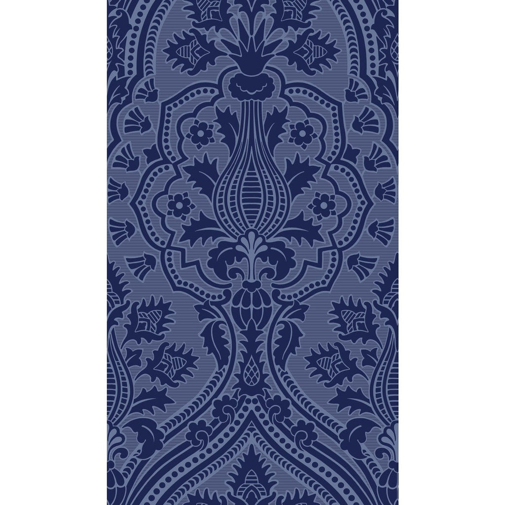 Samples and Purchasing available for Pugin Palace Flock - Hyacin Blue By Cole & Son | Cole & Son Pearwood | Damask Wallcovering  at Designer Wallcoverings and Fabrics