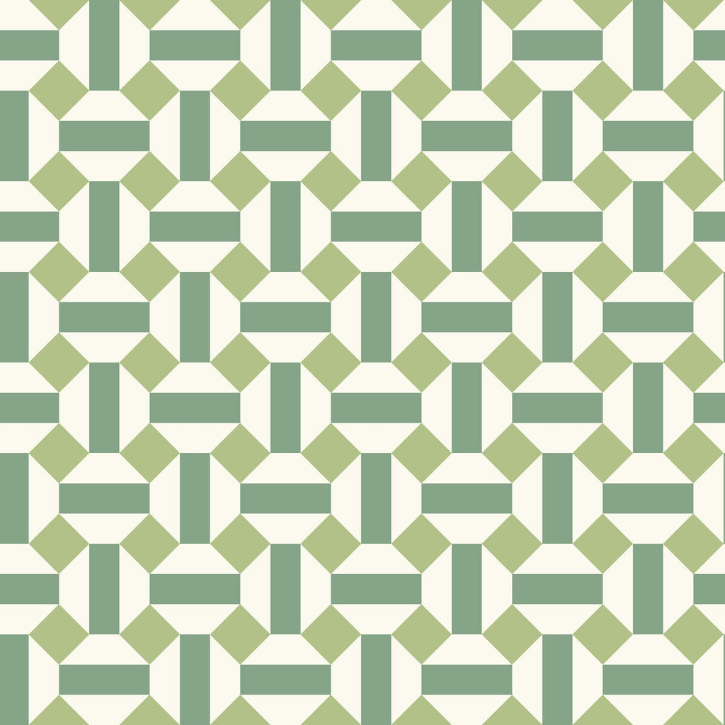 Samples and Purchasing available for Alicatado - Leaf Greens On Chalk  Green By Cole & Son | Cole & Son Seville |Modern Geometric Wallcovering Print at Designer Wallcoverings and Fabrics