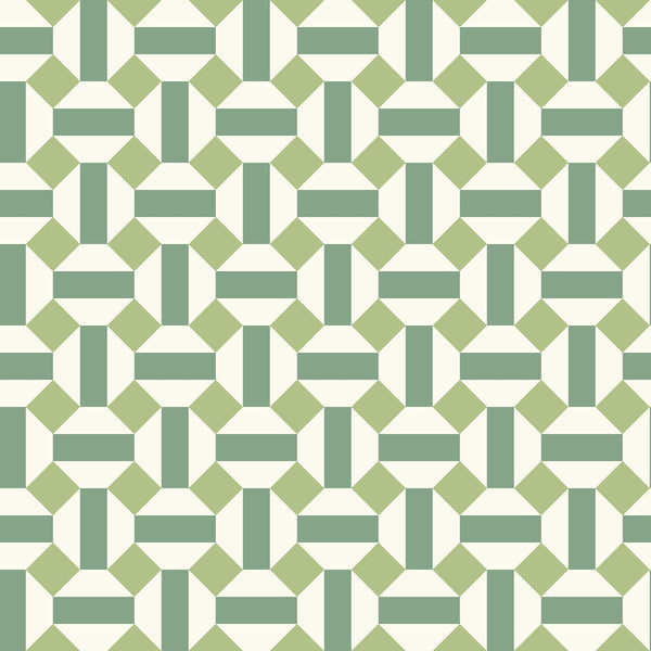 Samples and Purchasing available for Alicatado - Leaf Greens On Chalk  Green By Cole & Son | Cole & Son Seville |Modern Geometric Wallcovering Print at Designer Wallcoverings and Fabrics