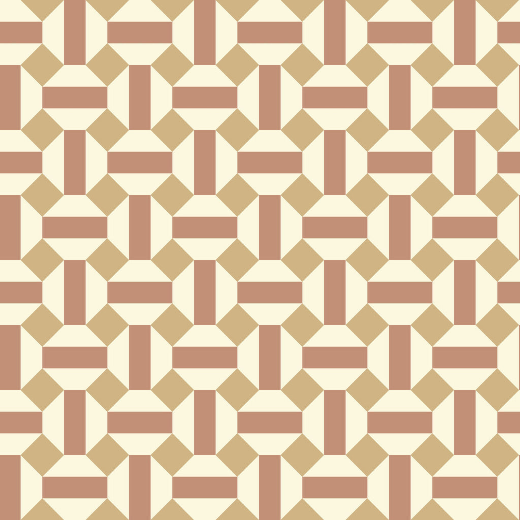 Samples and Purchasing available for Alicatado - Terracotta On Parchment Rust By Cole & Son | Cole & Son Seville |Modern Geometric Wallcovering Print at Designer Wallcoverings and Fabrics