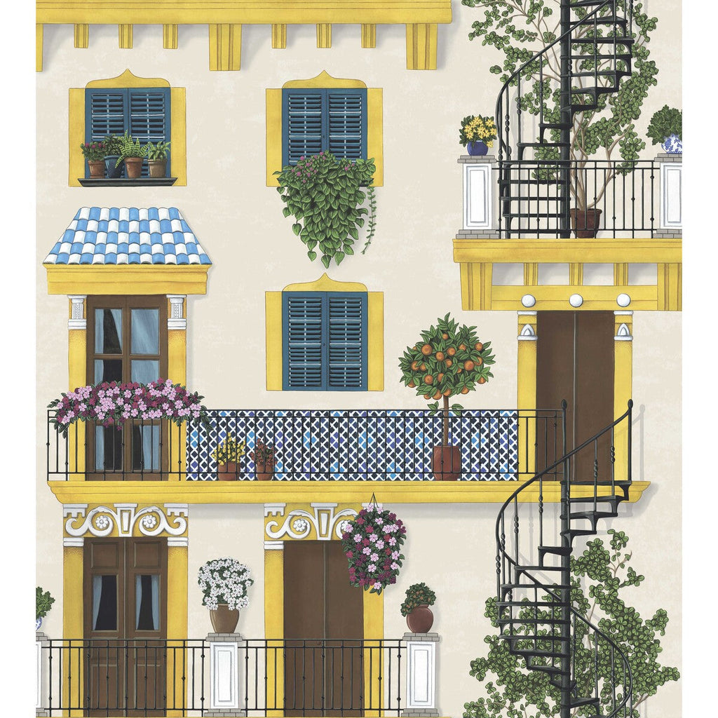 Samples and Purchasing available for Alfaro - Canary Yellow & Petrol On Parchment Multi By Cole & Son | Cole & Son Seville | Novelty Wallcovering Print at Designer Wallcoverings and Fabrics