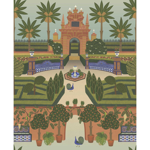 Samples and Purchasing available for Alcazar Gardens - Terracotta/Spring Gr/Multi Rust By Cole & Son | Cole & Son Seville |Global Novelty Wallcovering Print at Designer Wallcoverings and Fabrics