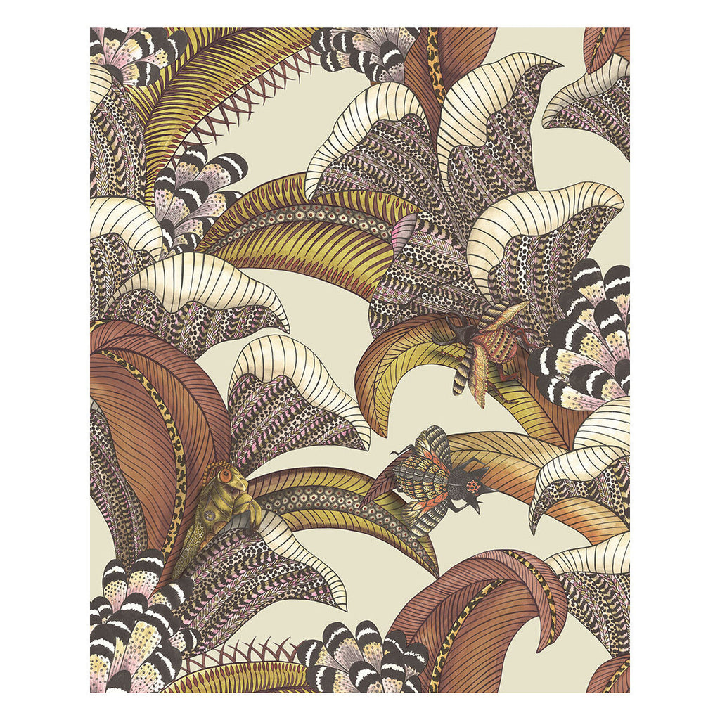 Samples and Purchasing available for Hoopoe Leaves - Crimson Multi By Cole & Son | Cole & Son Ardmore-Jabula |Animal/Insects Botanical & Floral Wallcovering Print at Designer Wallcoverings and Fabrics