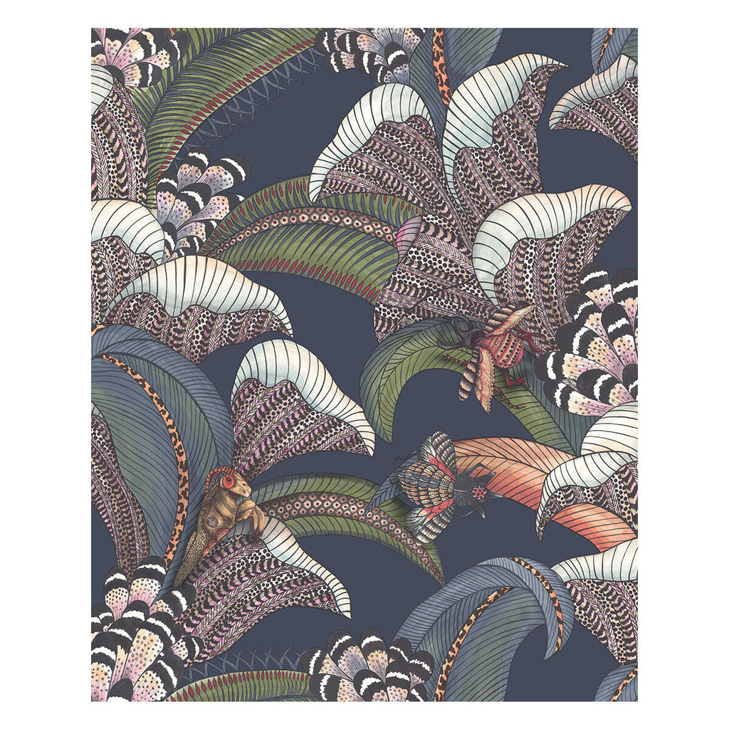 Samples and Purchasing available for Hoopoe Leaves - Midnight Multi By Cole & Son | Cole & Son Ardmore-Jabula |Animal/Insects Botanical & Floral Wallcovering Print at Designer Wallcoverings and Fabrics