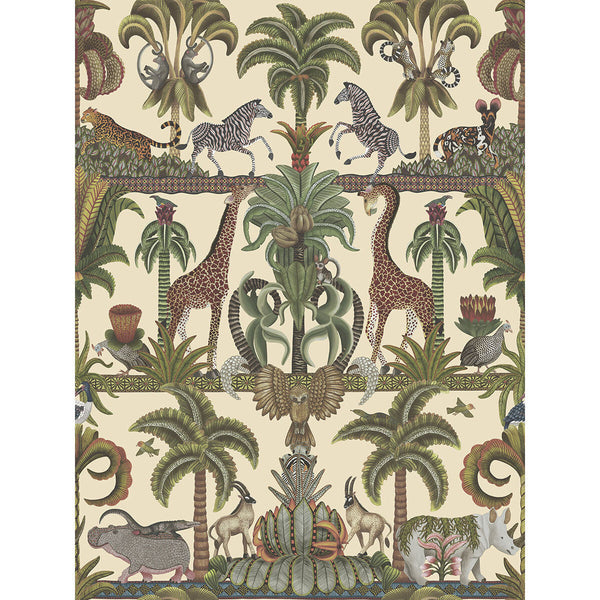 Samples and Purchasing available for Afrika Kingdom - Olgreen & Spgreen/Cream Green By Cole & Son | Cole & Son Ardmore-Jabula | Novelty Wallcovering  at Designer Wallcoverings and Fabrics