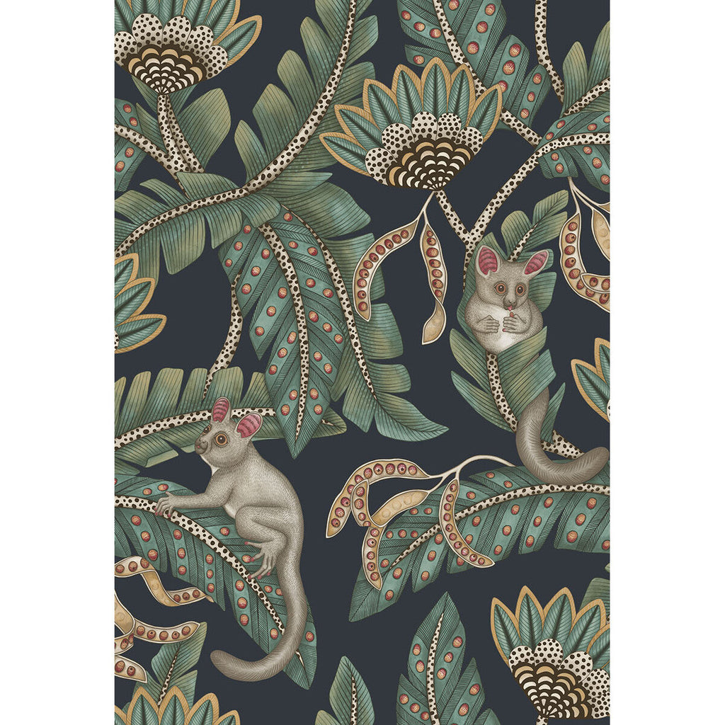 Samples and Purchasing available for Bush Baby - Teal&Ochre/Ink Teal By Cole & Son | Cole & Son Ardmore-Jabula |Animal/Insects Botanical & Floral Wallcovering Print at Designer Wallcoverings and Fabrics