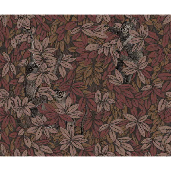 Samples and Purchasing available for Foglie E Scimmie - Autumnal Brown By Cole & Son | Cole & Son Fornasetti Senza Tempo Ii |Animal/Insects Botanical & Floral Wallcovering Print at Designer Wallcoverings and Fabrics