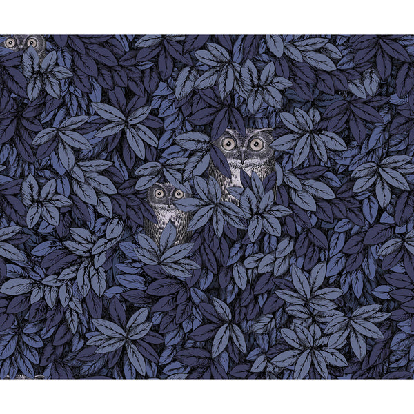 Samples and Purchasing available for Foglie E Civette - Midnight Dark Blue By Cole & Son | Cole & Son Fornasetti Senza Tempo Ii |Animal/Insects Botanical & Floral Wallcovering Print at Designer Wallcoverings and Fabrics