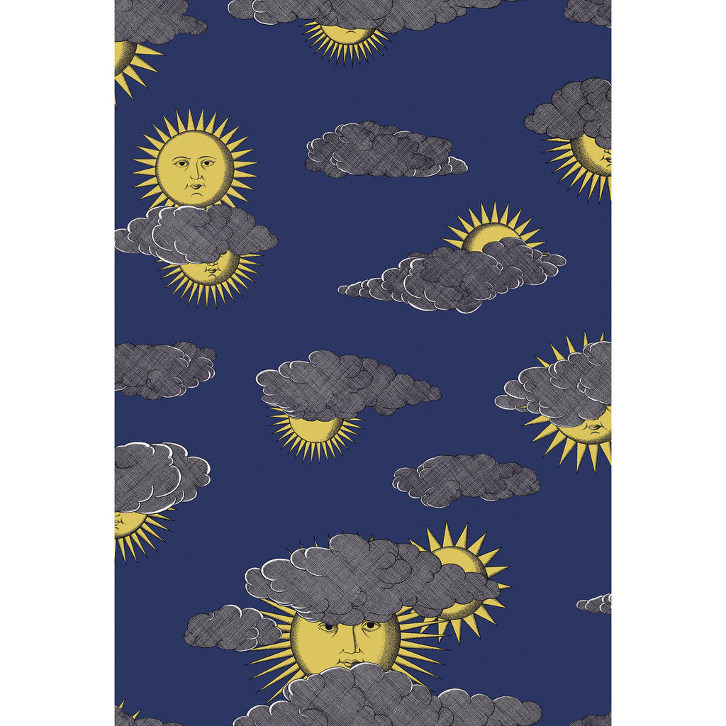 Samples and Purchasing available for Soli E Nuvole - Yellow Blue Yellow By Cole & Son | Cole & Son Fornasetti Senza Tempo Ii |Metallic Novelty Wallcovering Print at Designer Wallcoverings and Fabrics