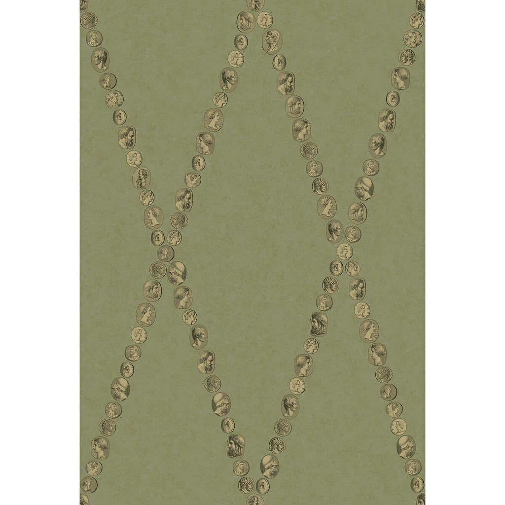 Samples and Purchasing available for Cammei - Olive Green By Cole & Son | Cole & Son Fornasetti Senza Tempo Ii |Diamond Novelty Wallcovering Print at Designer Wallcoverings and Fabrics