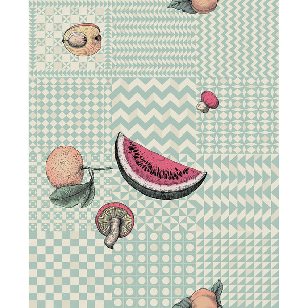 Samples and Purchasing available for Frutta E Geometrico - Pastel Turquoise By Cole & Son | Cole & Son Fornasetti Senza Tempo Ii |Geometric Novelty Wallcovering Print at Designer Wallcoverings and Fabrics