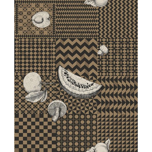 Samples and Purchasing available for Frutta E Geometrico - Gold Gold By Cole & Son | Cole & Son Fornasetti Senza Tempo Ii |Geometric Novelty Wallcovering Print at Designer Wallcoverings and Fabrics