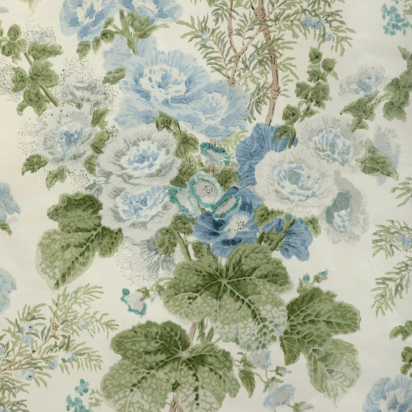 Samples and Purchasing available for Hollyhock Hdb - Blue/Leaf Light Blue By Lee Jofa | Lee Jofa 200 | Botanical & Floral Multipurpose Print at Designer Wallcoverings and Fabrics