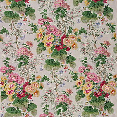 Samples and Purchasing available for Hollyhock Hb - Wht/Pink White By Lee Jofa |  | Botanical & Floral Multipurpose Print at Designer Wallcoverings and Fabrics