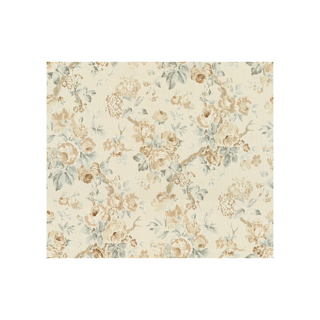 Samples and Purchasing available for Garden Roses - Beige/Aqua Beige By Lee Jofa | Suzanne Rheinstein *Hollyhock Ii |Botanical & Floral  Multipurpose Print at Designer Wallcoverings and Fabrics