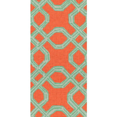 Samples and Purchasing available for Well Connected - Aqua/Orange Orange By Lee Jofa | Lilly Pulitzer | Lattice/Scrollwork Multipurpose Print at Designer Wallcoverings and Fabrics