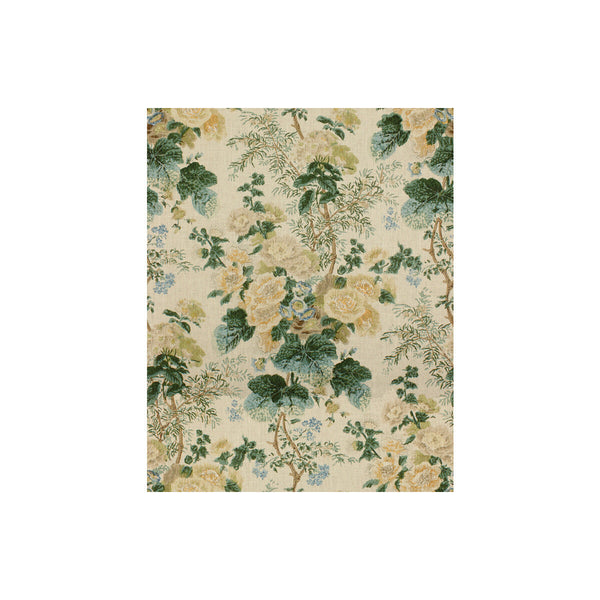 Samples and Purchasing available for Hollyhock Hdb - Lemon/Aqua Beige By Lee Jofa |  | Botanical & Floral Multipurpose Print at Designer Wallcoverings and Fabrics