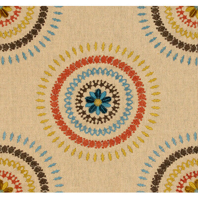 Samples and Purchasing available for Hazel Embroidery - Teal Beige By Lee Jofa | The Karenza Collection |Medallion / Suzani / Persian  Upholstery Embroidery at Designer Wallcoverings and Fabrics