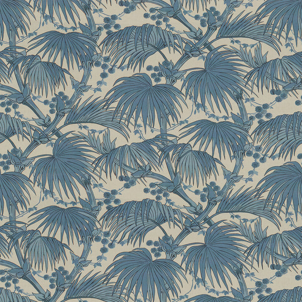 Samples and Purchasing available for Las Palmas - Blue Blue By Lee Jofa | Oscar De La Renta Iii | Tropical Multipurpose Print at Designer Wallcoverings and Fabrics