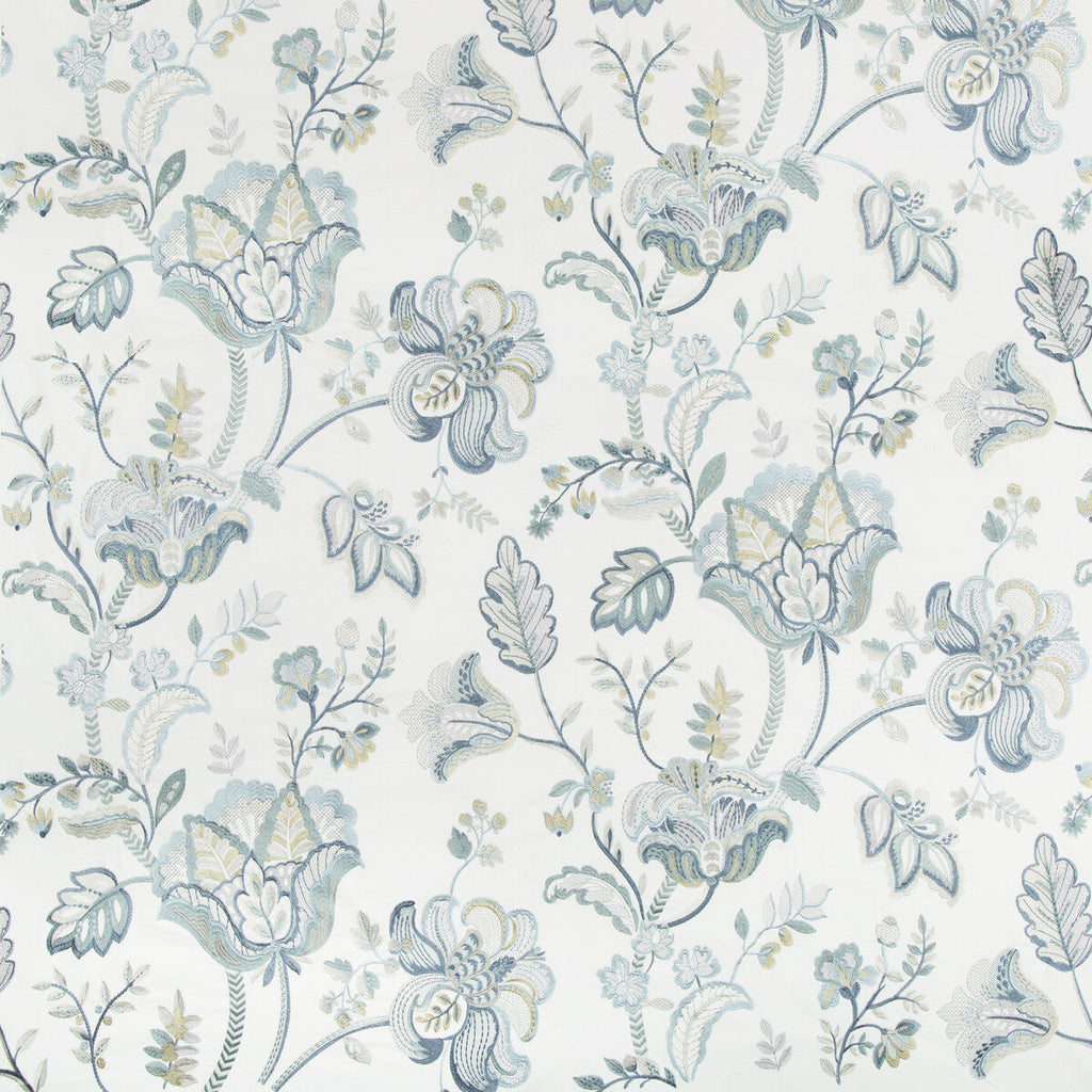 Samples and Purchasing available for Bradford Emb - Juniper/Lagoon Multi By Lee Jofa | Westport | Botanical & Floral Multipurpose Embroidery at Designer Wallcoverings and Fabrics