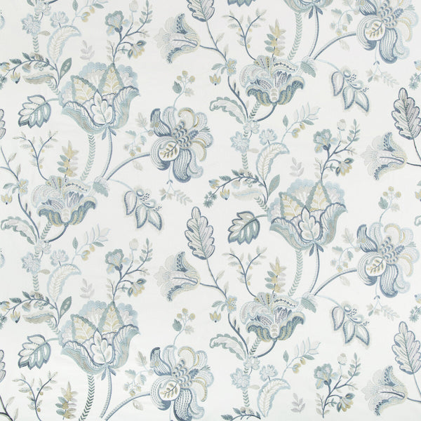 Samples and Purchasing available for Bradford Emb - Juniper/Lagoon Multi By Lee Jofa | Westport | Botanical & Floral Multipurpose Embroidery at Designer Wallcoverings and Fabrics