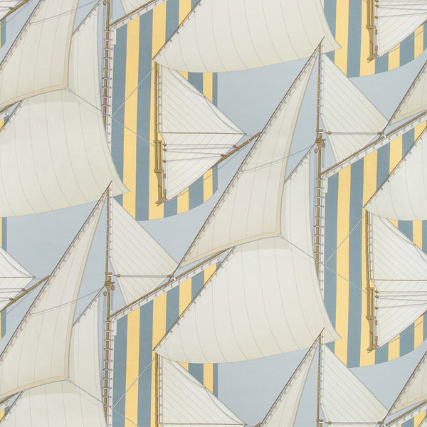 Samples and Purchasing available for St Tropez Print - Blue/Yellow Multi By Lee Jofa | Suzanne Kasler The Riviera Collection | Novelty Multipurpose Print at Designer Wallcoverings and Fabrics