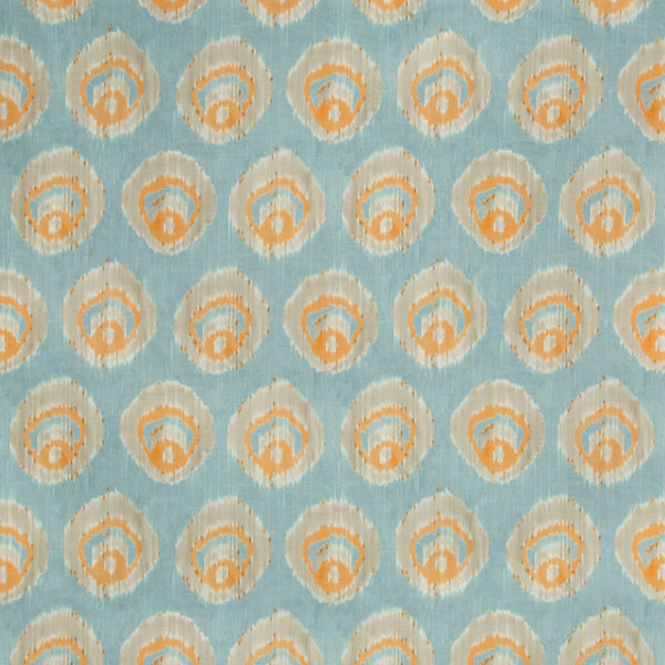 Samples and Purchasing available for Monaco Print - Aqua/Melon Multi By Lee Jofa | Suzanne Kasler The Riviera Collection | Geometric Multipurpose Print at Designer Wallcoverings and Fabrics