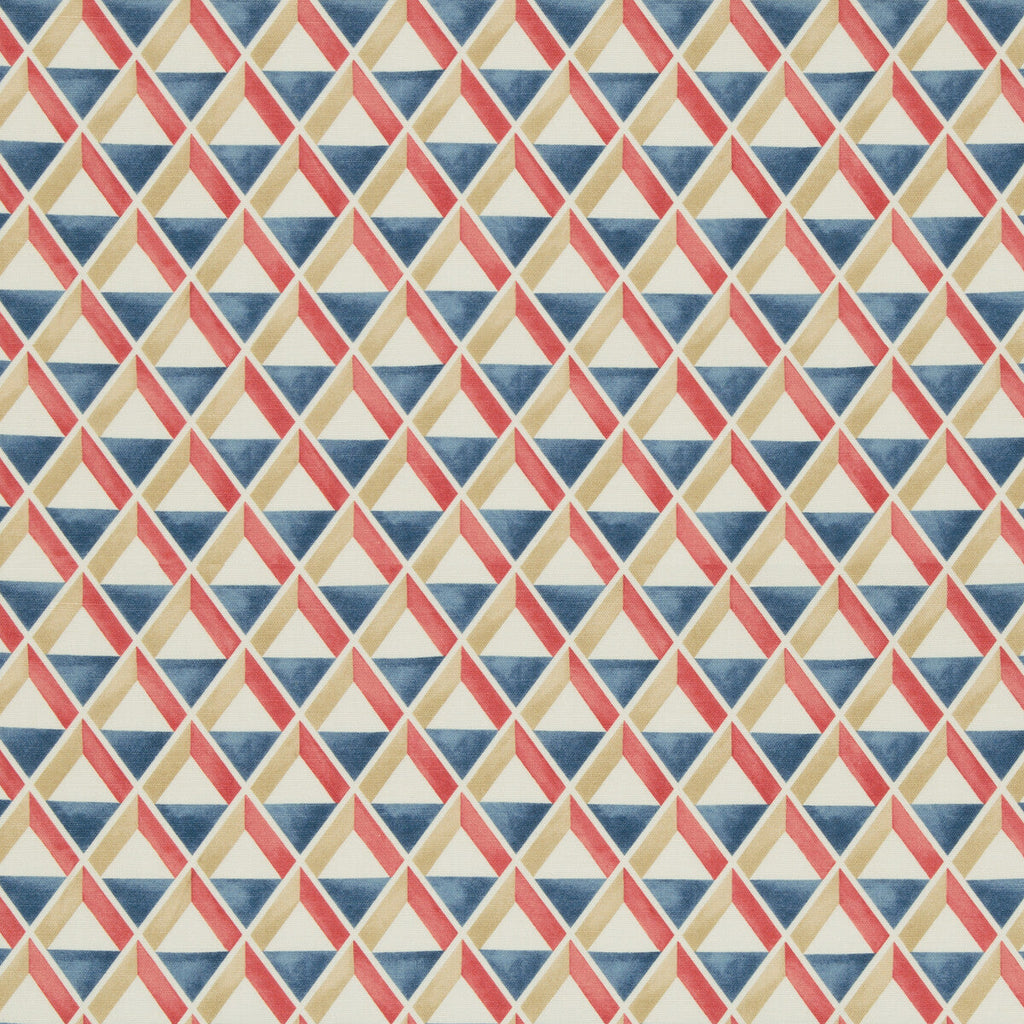 Samples and Purchasing available for Cannes Print - Red/Blue Multi By Lee Jofa | Suzanne Kasler The Riviera Collection |Modern Geometric Multipurpose Print at Designer Wallcoverings and Fabrics