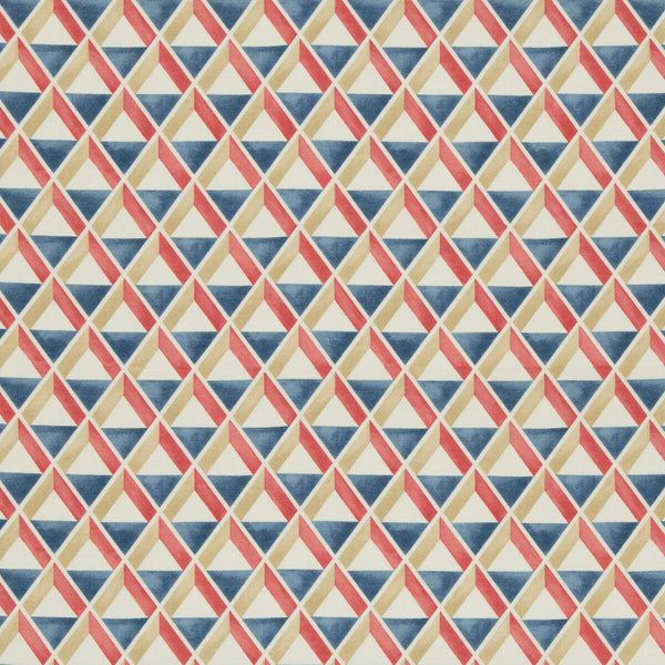 Samples and Purchasing available for Cannes Print - Red/Blue Multi By Lee Jofa | Suzanne Kasler The Riviera Collection |Modern Geometric Multipurpose Print at Designer Wallcoverings and Fabrics