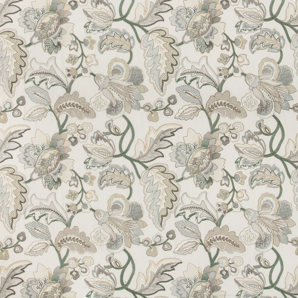 Samples and Purchasing available for Orford Embroidery - Leaf/Mist Multi By Lee Jofa | Manor House |Botanical & Floral Jacobeans Multipurpose Embroidery at Designer Wallcoverings and Fabrics