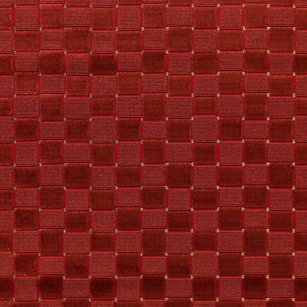 Samples and Purchasing available for Levens Velvet - Ruby Red By Lee Jofa | Harlington Velvets |Modern Plaid / Check Upholstery Velvet at Designer Wallcoverings and Fabrics