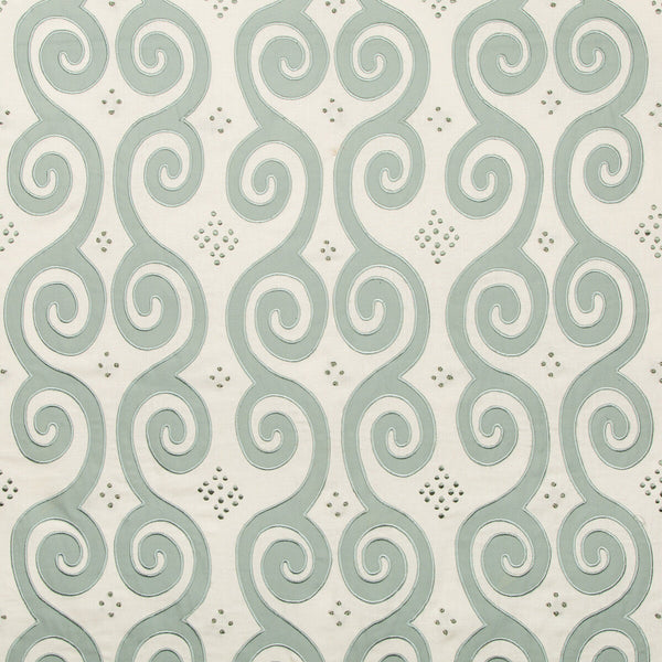 Samples and Purchasing available for Serevan - Dew Teal By Lee Jofa | Carrier And Company |Lattice/Scrollwork  Multipurpose Embroidery at Designer Wallcoverings and Fabrics