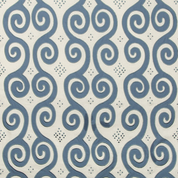 Samples and Purchasing available for Serevan - Ink Blue By Lee Jofa | Carrier And Company |Lattice/Scrollwork  Multipurpose Embroidery at Designer Wallcoverings and Fabrics