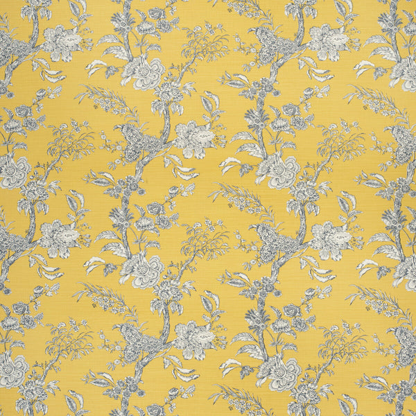 Samples and Purchasing available for Beijing Blossom - Amb/Navy Yellow By Lee Jofa | Paolo Moschino Fabrics |Botanical & Floral  Multipurpose Print at Designer Wallcoverings and Fabrics