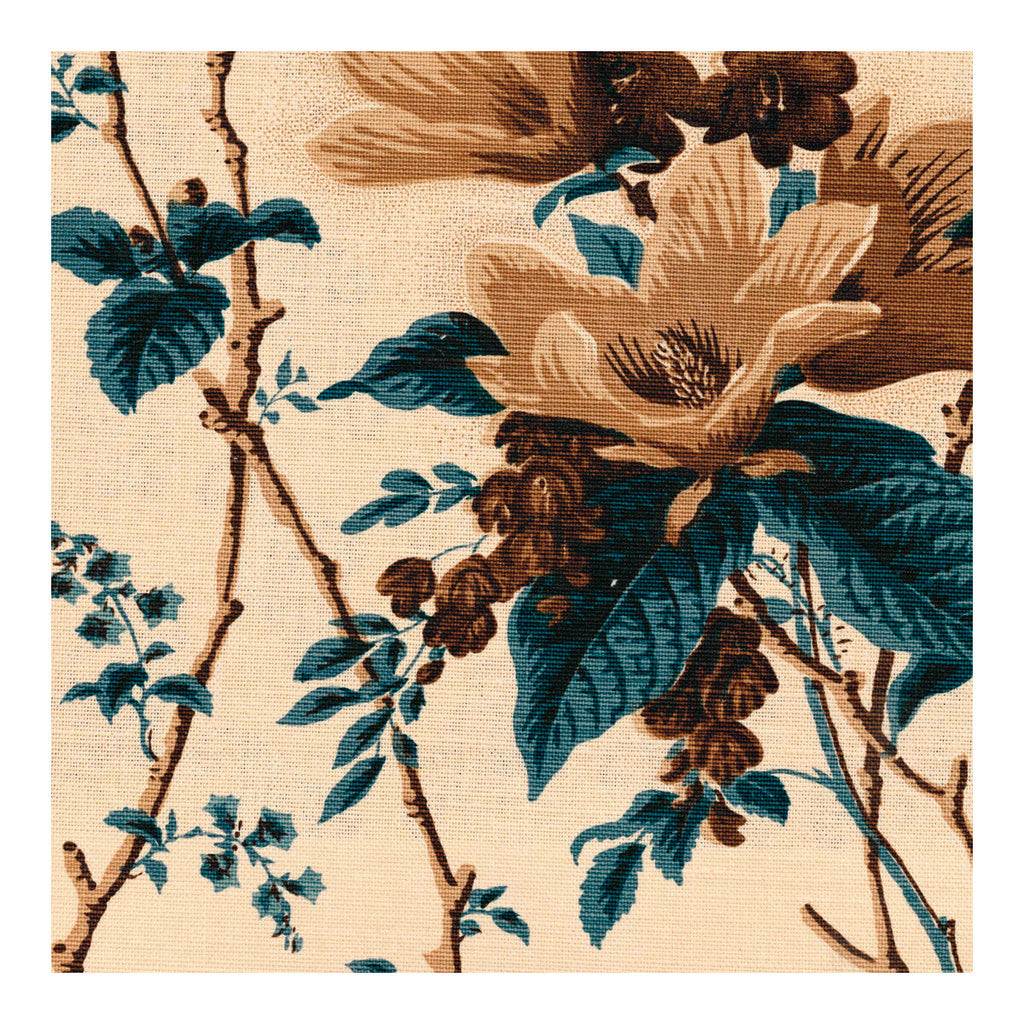 Samples and Purchasing available for De La Tour - Blu/Brow/Ecru Multi By Lee Jofa | Paolo Moschino Fabrics |Botanical & Floral  Multipurpose Print at Designer Wallcoverings and Fabrics