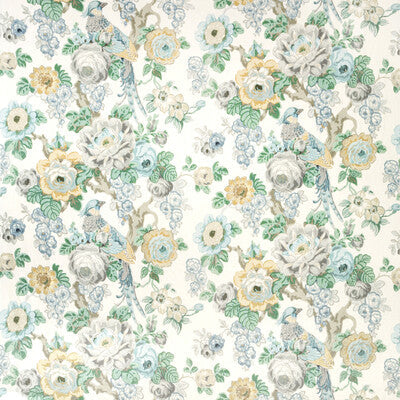 Samples and Purchasing available for Avondale Print - Slate/Aqua Multi By Lee Jofa | Avondale |Botanical & Floral  Multipurpose Print at Designer Wallcoverings and Fabrics