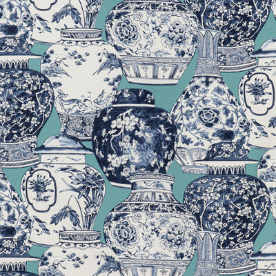 Samples and Purchasing available for Pandan Print - Aqua/Blue Multi By Lee Jofa | Mindoro |Chinoiserie Novelty Multipurpose Print at Designer Wallcoverings and Fabrics