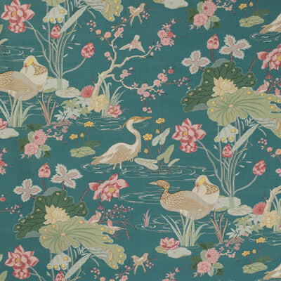 Samples and Purchasing available for Luzon Print - Lagoon Multi By Lee Jofa | Mindoro |Botanical & Floral Animal/Insects Multipurpose Print at Designer Wallcoverings and Fabrics