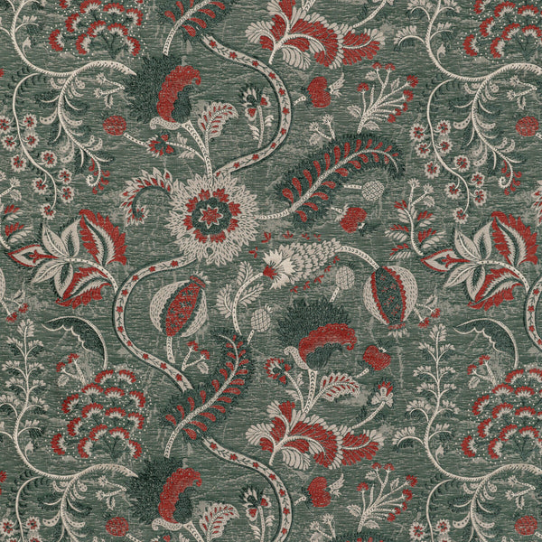 Samples and Purchasing available for Jardin Bleu - Teal/Red Teal By Lee Jofa | Oscar De La Renta Iv |Botanical & Floral  Upholstery Chenille at Designer Wallcoverings and Fabrics