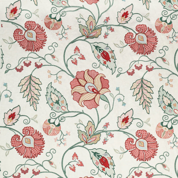 Samples and Purchasing available for Shiraz Emb - Rose/Jade Multi By Lee Jofa | Oscar De La Renta Iv |Botanical & Floral Jacobeans Multipurpose Embroidery at Designer Wallcoverings and Fabrics